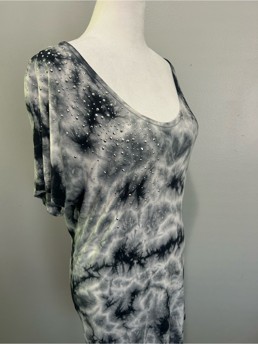 INC Women’s T Shirt Dress Cover Up Tie Dye Bling Soft Stretch